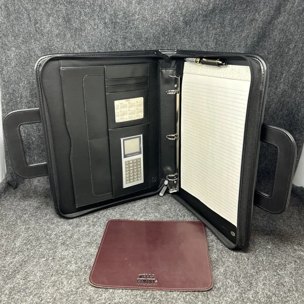 Vtg Wells Lamont Sweda Executive Briefcase 15x11 Padfolio 2004 Digital Calendar